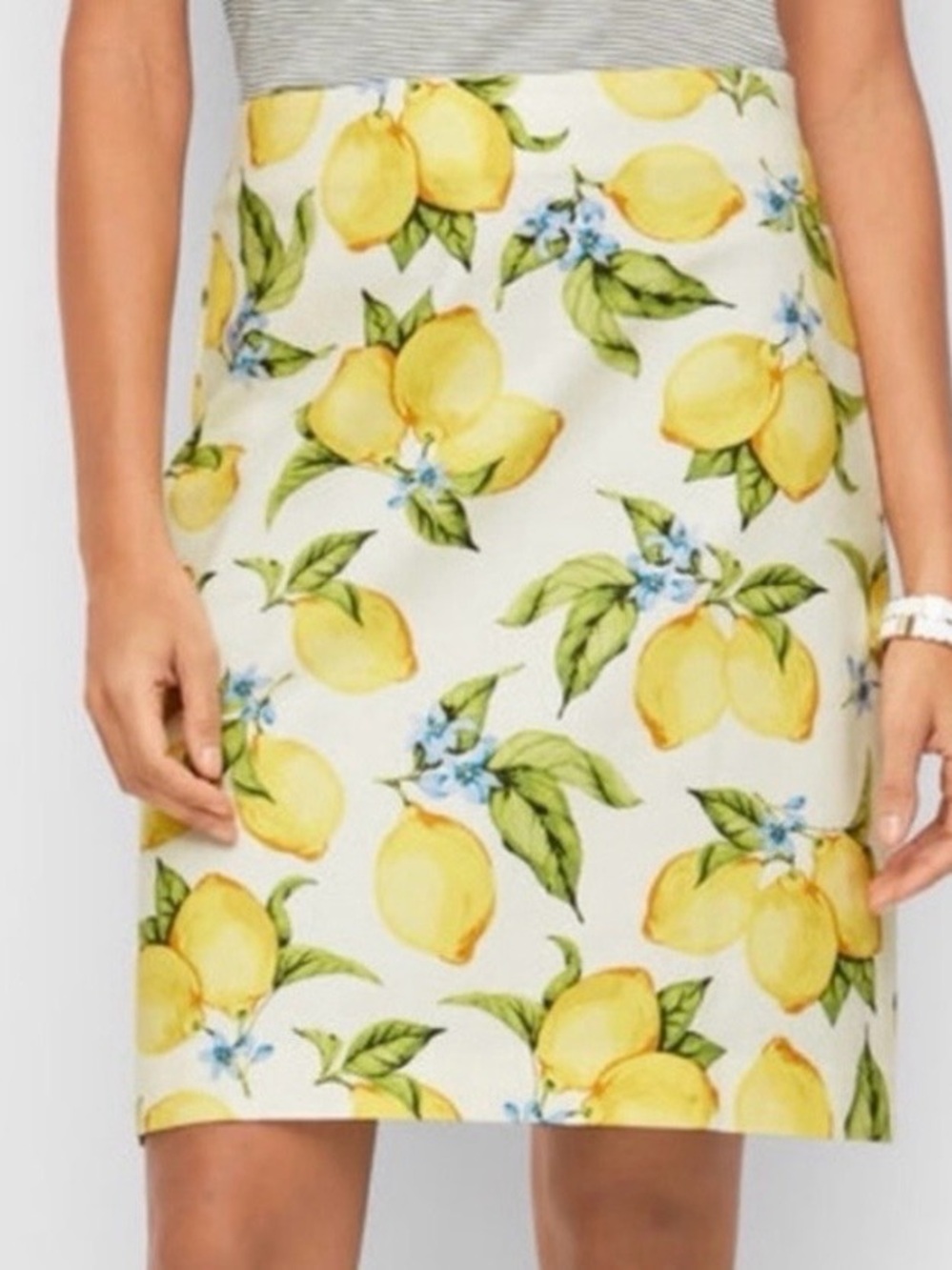Talbots Lemon Print Pencil Skirt Fully Lined Cotton Blend Size 6 - Classic